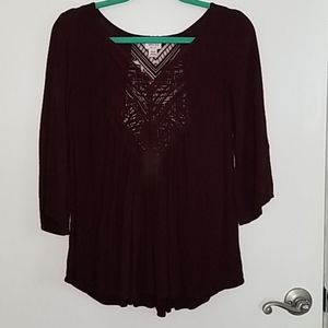 Burgundy Flowy Lace Blouse by Mossimo